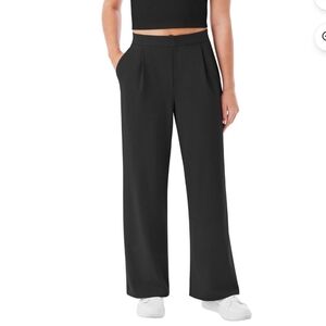 New Women's Large Member's Mark Wide Leg Trousers Black Heather